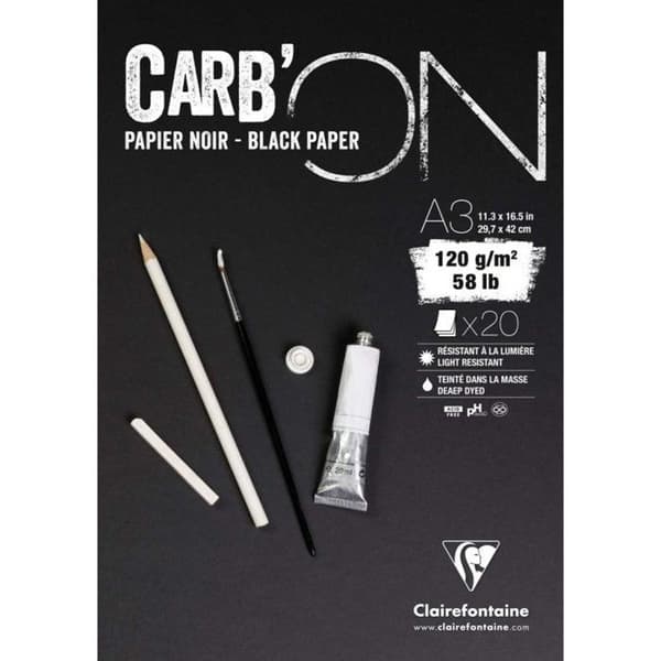 Carb'On A3 svart pappersblock 20 ark 120g