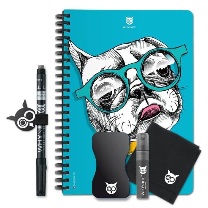 WHYNOTE A5 STARTPACK - Raderbar anteckningsblock - Oändligt återanvändbar ofodrad - Bulldog