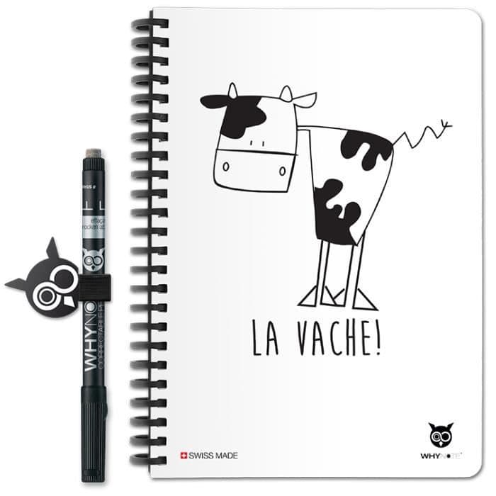 WHYNOTE® Format A5 LAVACHE - Anteckningsblock raderar som en whiteboard - Raderbar anteckningsbok med fodrad papper - filt