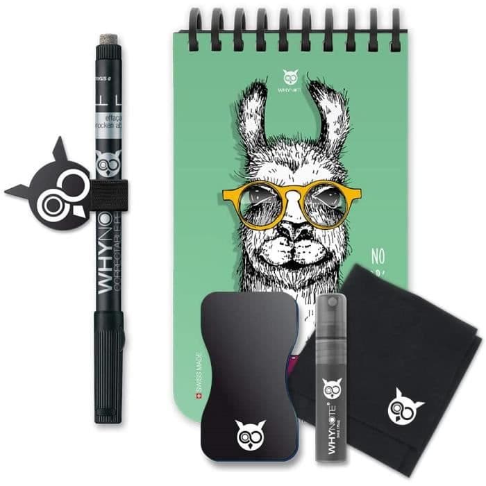 WHYNOTE 40-sidors återanvändbar anteckningsbok - "Llama" fickanteckningsbok med raderbar filt (anteckningsblock för whiteboard)