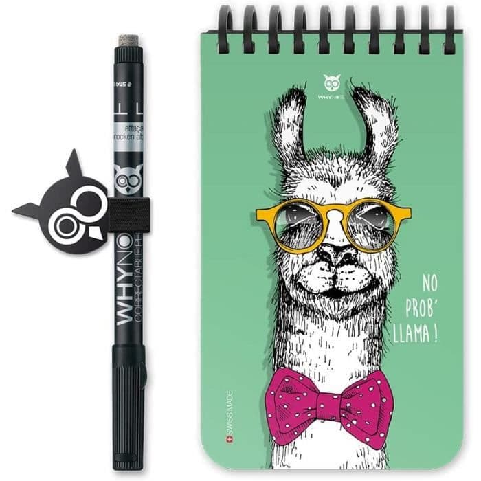 WHYNOTE 40-sidors återanvändbar anteckningsbok - "Llama" Pocket Notebook med raderbar filt (Whiteboard Notepad)