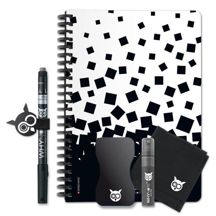 WHYNOTE A5 STARTPACK - Raderbart anteckningsblock - Oändligt återanvändbart - Fyrkanter