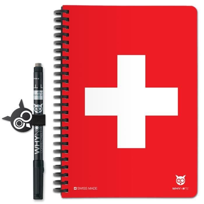 WHYNOTE® Format A5 SWISS - Anteckningsblock raderar som en whiteboard - Raderbar anteckningsbok med fodrad papper - filt