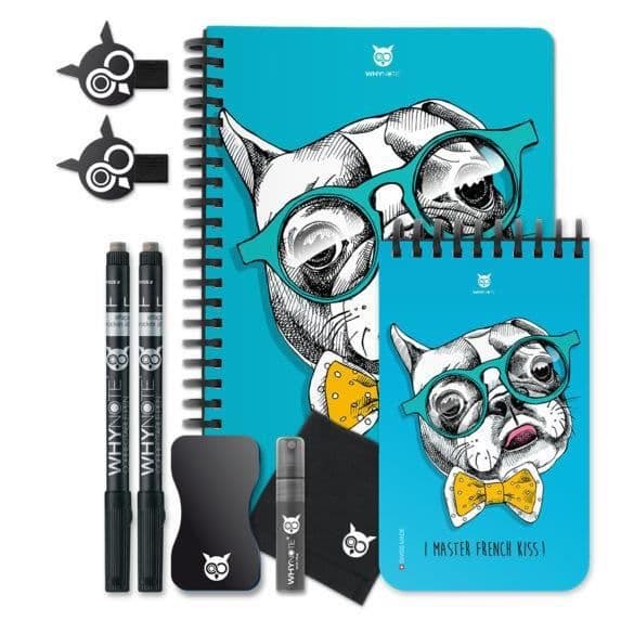 WHYNOTE 40-sidors återanvändbar anteckningsbok - "Bulldog" fodrad anteckningsbok med raderbar markör (Whiteboard-anteckningsblock)