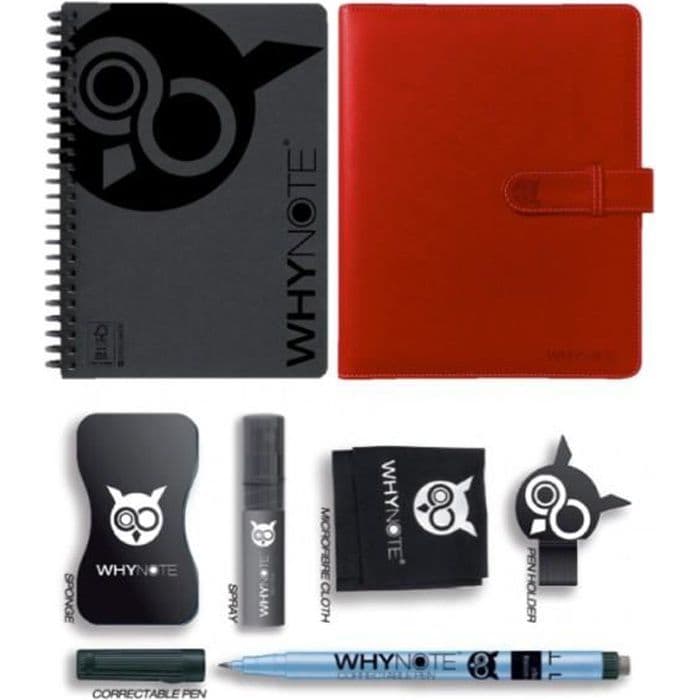 WHYNOTE® A5 RED FULL PACK - Oändligt återanvändbart anteckningsblock Whynote Book - Anteckningsboken, raderbar anteckningsbok, ark med