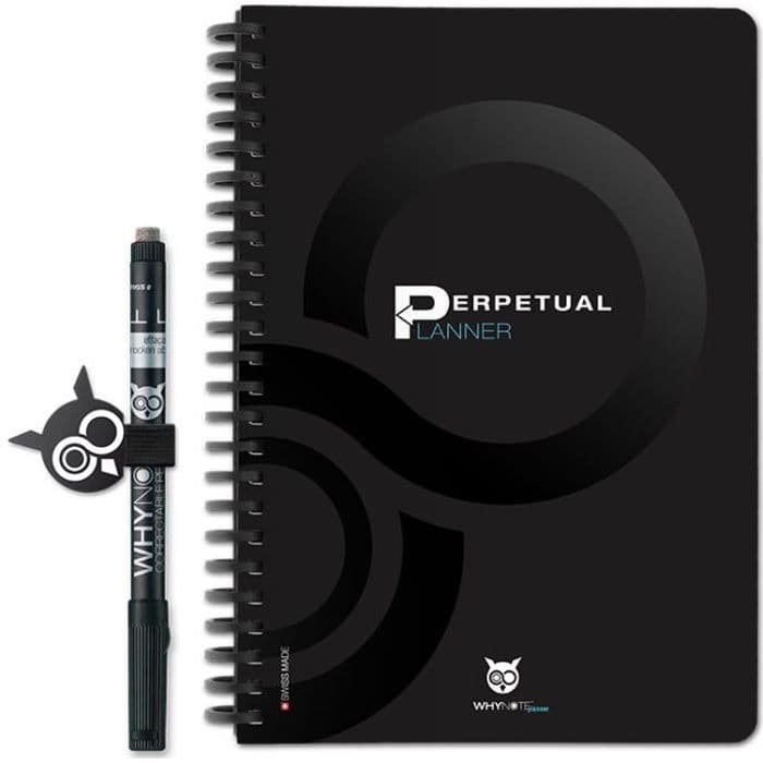 WHYNOTE® Planner Agenda - Den eviga agendan raderas som en whiteboard - Den raderbara anteckningsboken - Svart filt