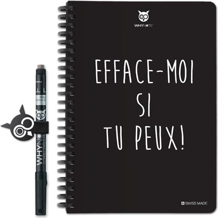 WHYNOTE® A5-format ERASEME - Anteckningsblock raderar som en whiteboard - Raderbar anteckningsbok med fodrad papper - filt