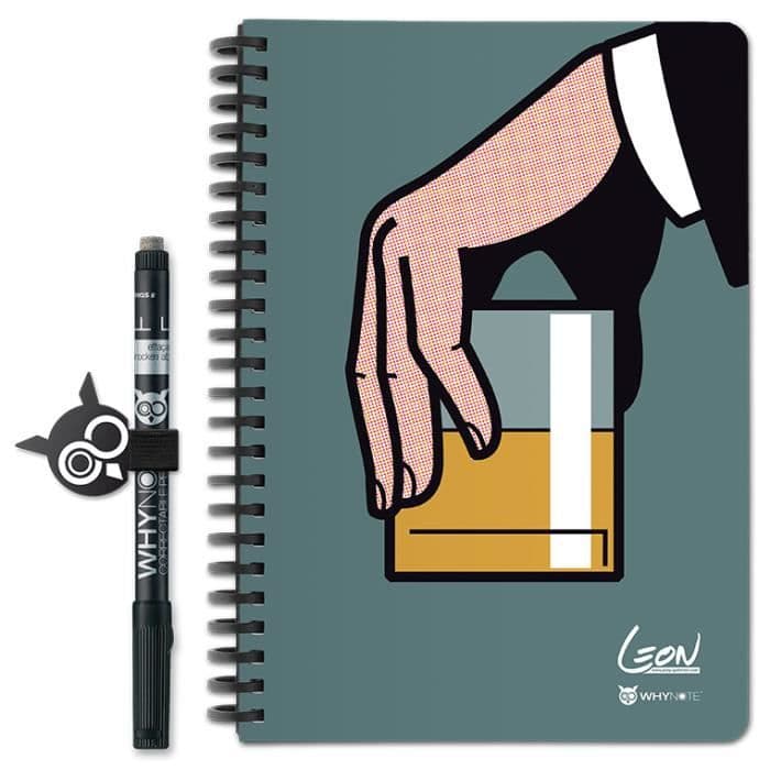 WHYNOTE® Format A5 WHISKEY - Anteckningsblock raderar som en whiteboard - Det raderbara anteckningsboken vitt papper - filt