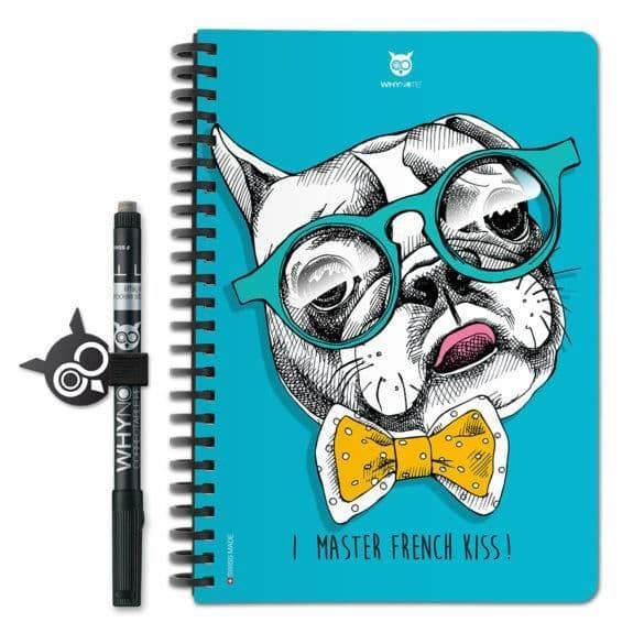 WHYNOTE 40-sidig återanvändbar A5-anteckningsbok - "Bulldog"-fodrad anteckningsbok med raderbar markör (Whiteboard Notepad)
