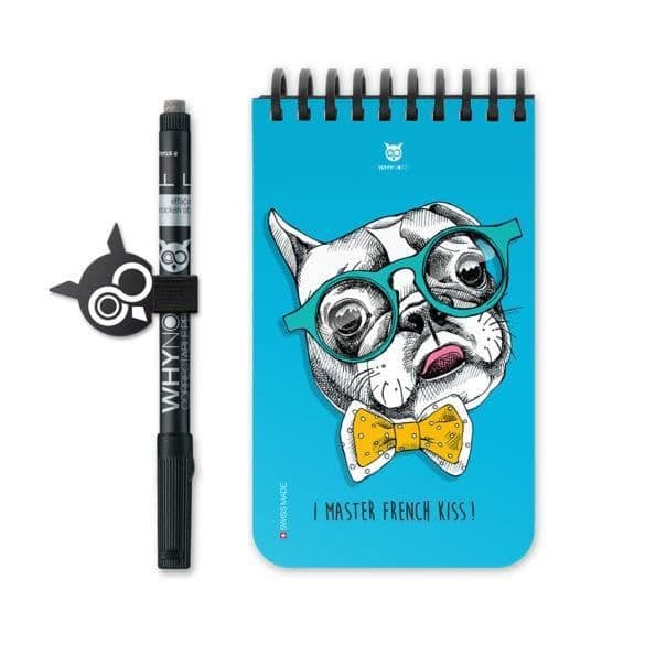 WHYNOTE 40 sidor återanvändbar anteckningsbok - "Bulldog" Pocket Notebook med raderbar filt (Whiteboard Notepad)