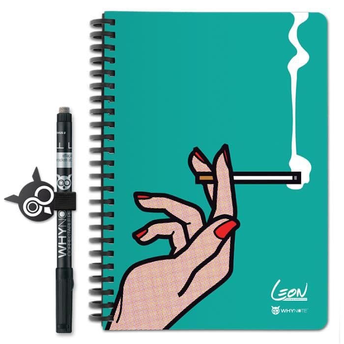 WHYNOTE® A5-format CIGARETT - Anteckningsblock raderar som en whiteboard - Raderbar anteckningsbok med fodrad papper - filt