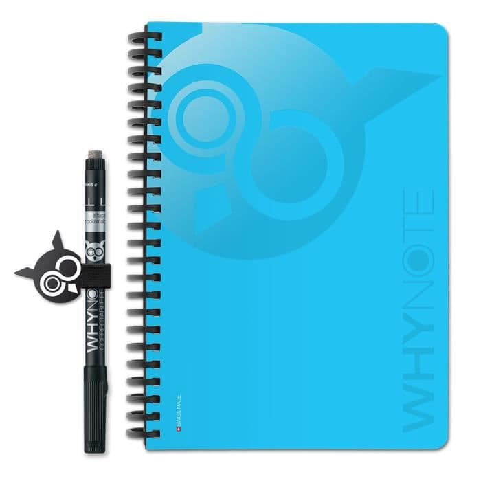 WHYNOTE® A5 BLÅT-format - Anteckningsblock raderar som en whiteboard - Raderbar anteckningsbok med fodrad papper - filt