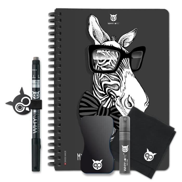 WHYNOTE A5 STARTPACK - Raderbart anteckningsblock - Oändligt återanvändbart - Zebra