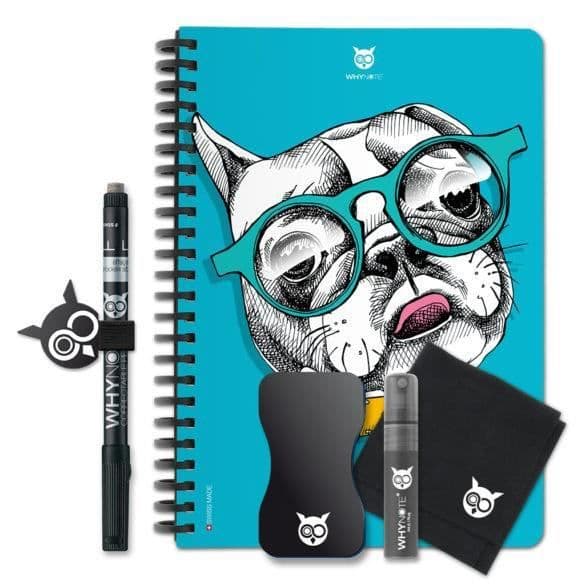 WHYNOTE 40-sidors återanvändbar A5-anteckningsboksats - "Bulldog"-fodrad anteckningsbok med raderbar markör (Whiteboard-anteckningsblock)