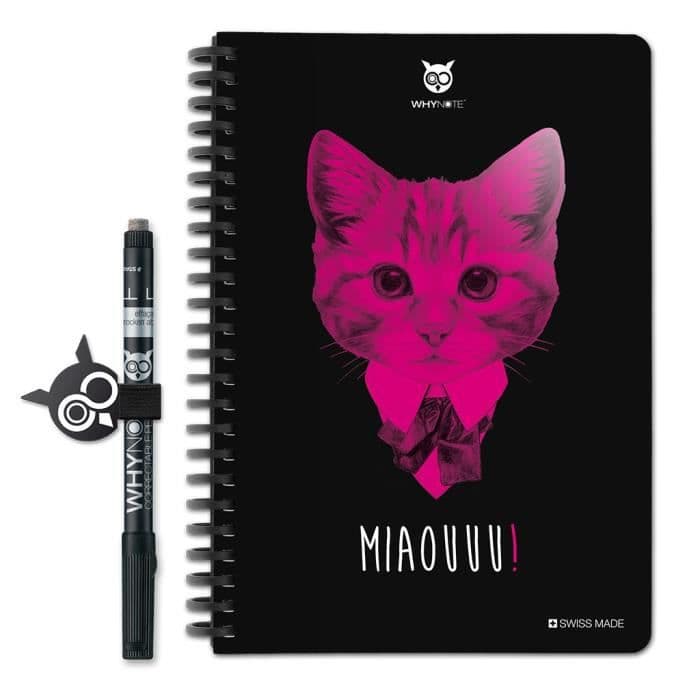 WHYNOTE A5 - Raderbar anteckningsblock - Oändligt återanvändbar ofodrad - Kat