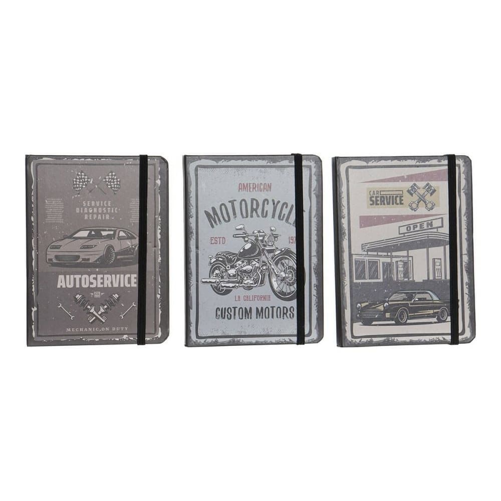 Notebook DKD Home Decor Brown Grey Light brown (3 pcs) (10.5 x 1.5 x 14.5 cm)