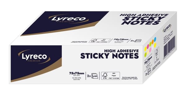 Notes LYRECO kub prem 76x76 färger 2/fp