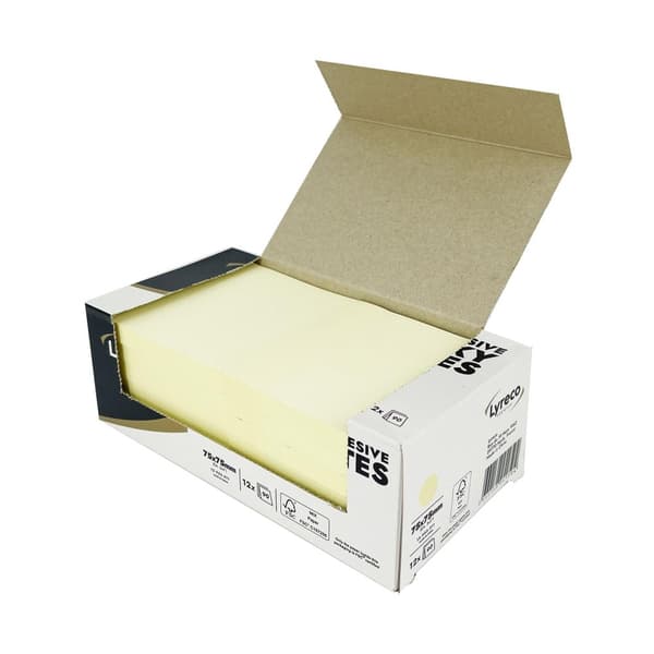 Notes LYRECO prem 75x75mm gul 12/fp