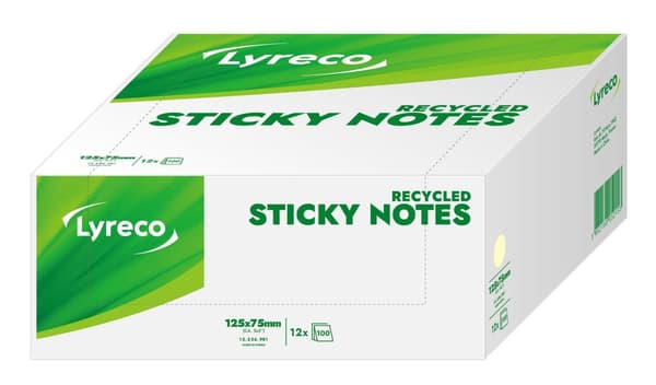Notes LYRECO recycled 76x127mm gul 12/fp