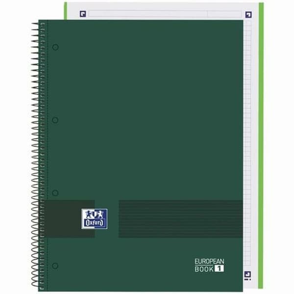 Notesbog Oxford European Book Write&Erase Militærgrøn A4 80 Ark (5 enheder)