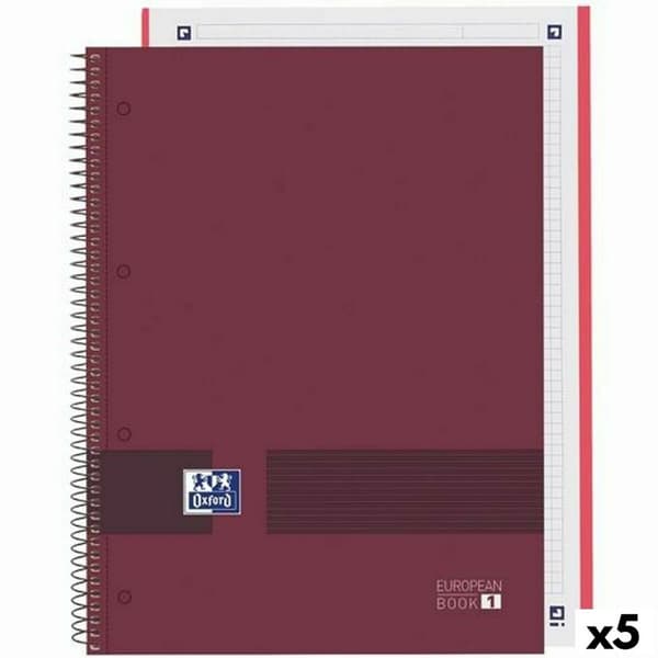Notesbog Oxford European Book Write&Erase Bourgogne A4 A4+ 80 Ark (5 enheder)