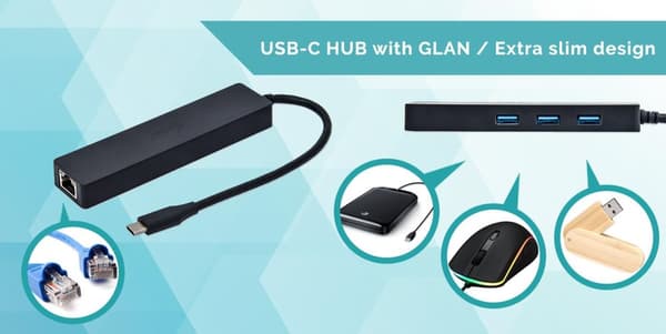 i-tec Advance USB-C Slim Passive HUB 3 Port + Gigabit Ethernet Adapter