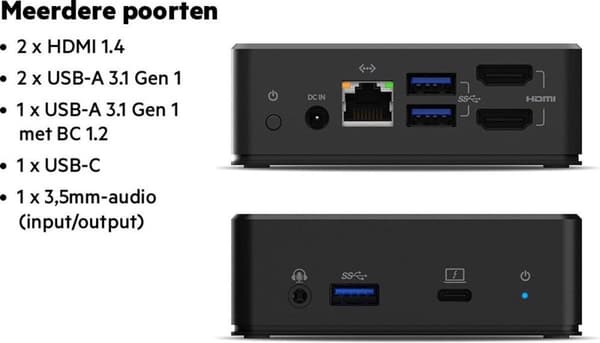 Belkin USB-C dockningsstation för dubbla skärmar - USB 3.2 Gen 1 (3.1 Gen 1) Typ-C - 3.5 mm - HDMI - RJ-45 - USB 3.2 Gen 1 (3.1 Gen 1) Typ-A - USB 3.2