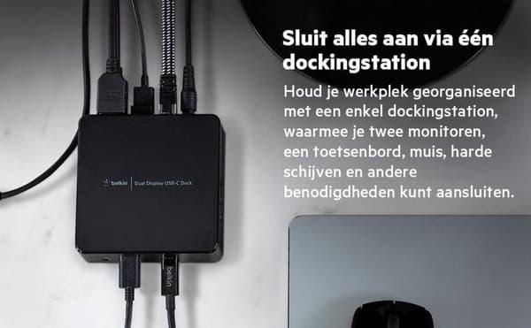 Belkin USB-C dockningsstation för dubbla skärmar - USB 3.2 Gen 1 (3.1 Gen 1) Typ-C - 3.5 mm - HDMI - RJ-45 - USB 3.2 Gen 1 (3.1 Gen 1) Typ-A - USB 3.2