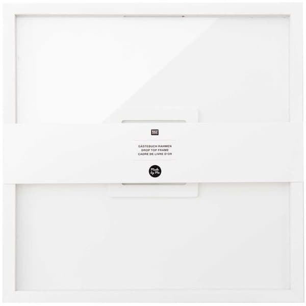 Gästbok med fyrkantig ram i vit trä - 30 x 30 cm