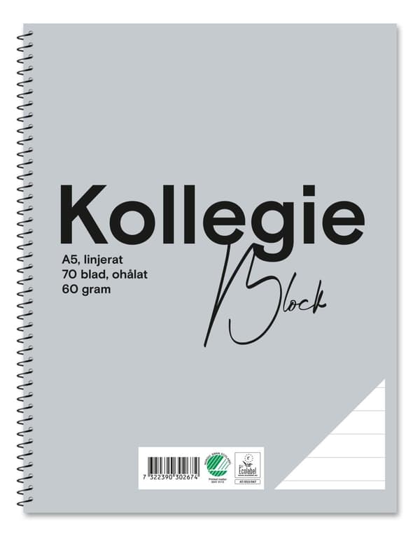Kollegieblock FW A5 60g 70bl linj oh 5st