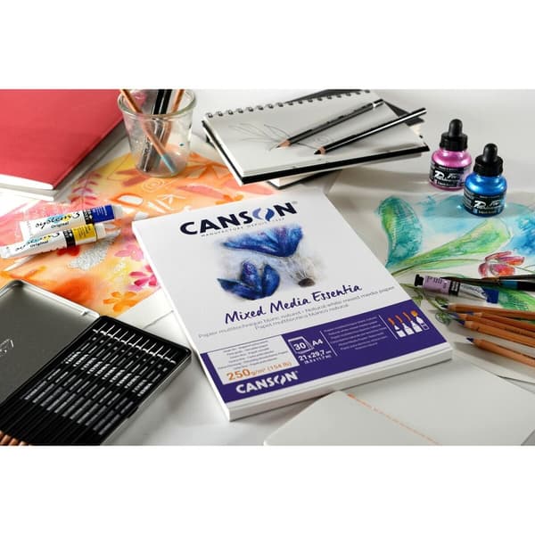 Tegneblok Canson Mixed Media Essentia Hvid Hvid Natur A4 30 Ark (5 enheder)