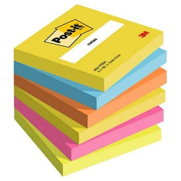 Notesblokken Post-it 76 x 76 mm Multifarvet 100 Ark (12 enheder)