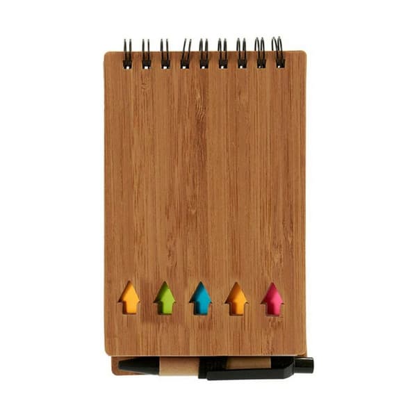 Ringbind Bog med Kuglepen Bambus 1 x 14,5 x 9 cm Brun (24 enheder)
