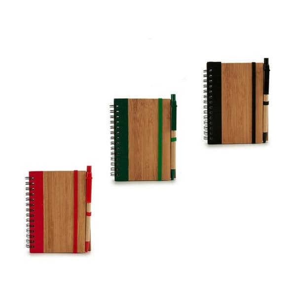 Ringbind Bog med Kuglepen Bambus 1 x 13 x 10,5 cm (24 enheder)