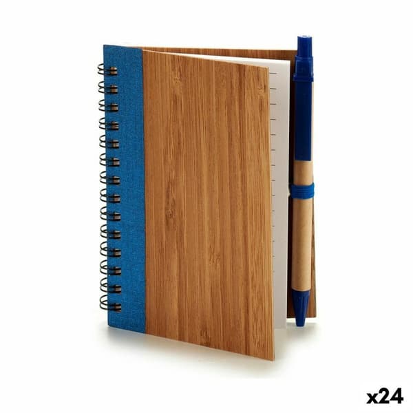 Ringbind Bog med Kuglepen Bambus 1 x 13 x 10,5 cm (24 enheder)