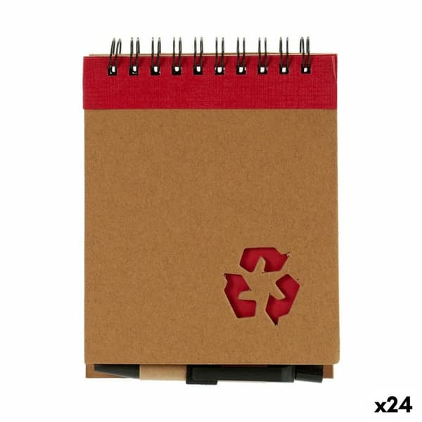 Ringbind Bog med Kuglepen Genbrugspap 1 x 10 x 13 cm (24 enheder)