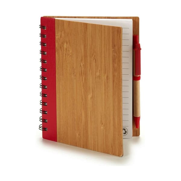 Ringbind Bog med Kuglepen Bambus 1 x 18 x 14 cm (12 enheder)