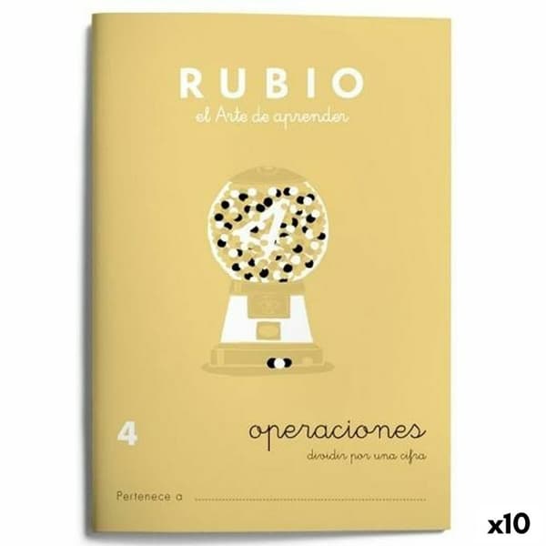 Matematikhæfte Rubio Nº 4 A5 Spansk 20 Ark (10 enheder)