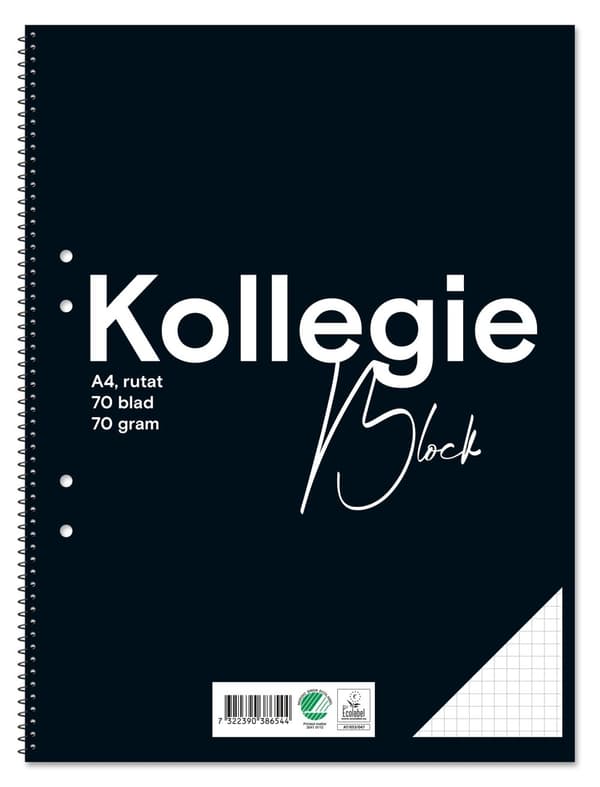 Kollegieblock FW A4 70g 70bl rut 10st