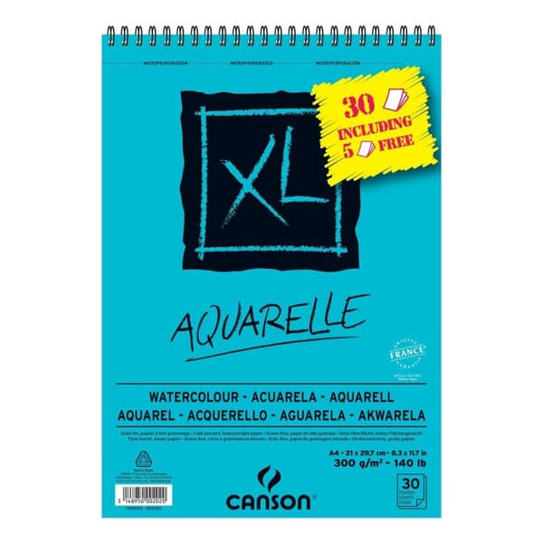Tegneblok Canson AQUARELLE XL 21 x 29,7 cm 5 enheder 30 Ark 300 g/m² 210 x 297 mm