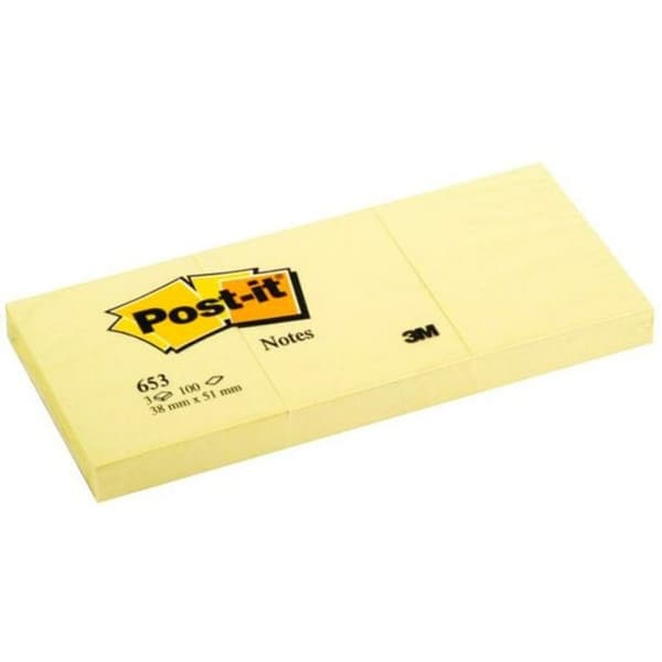 Notesblokken Post-it 653 20 Dele Pack Gul 100 Ark 38 x 51 mm (36 Enheder)