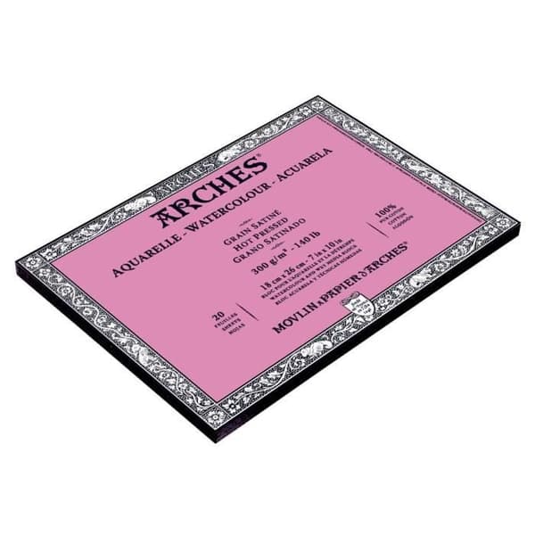 Pad 20 ark 18x26 300g naturlig vit satin ådring