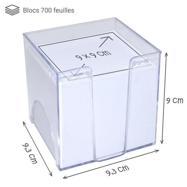 Memoblock - WAYTEX - 931150 - 700 ark - 9 x 9 cm - transparent plaststöd