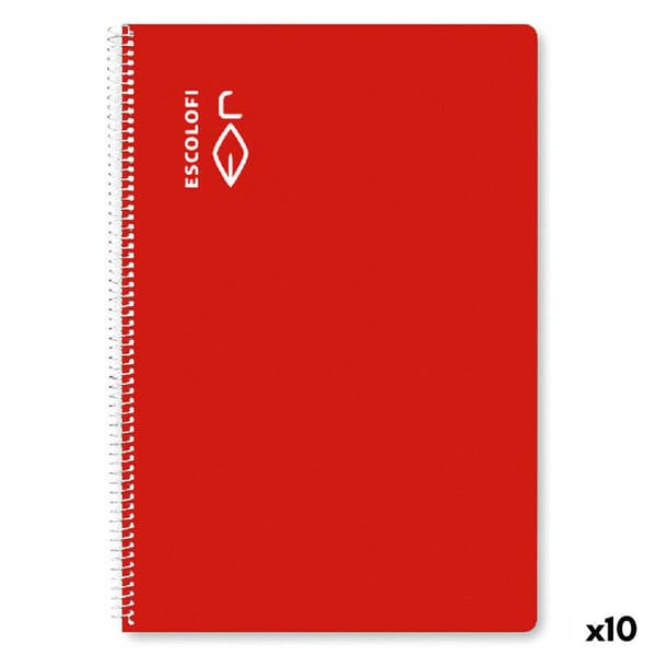Notesbog ESCOLOFI 10 enheder Rød A4 50 Ark