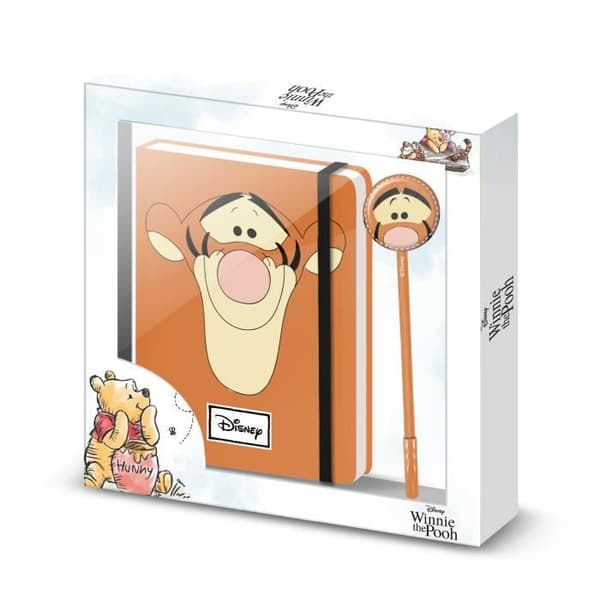 Nalle Puh Tiger Face Presentset med journal och modekulspetspenna, One Size Orange