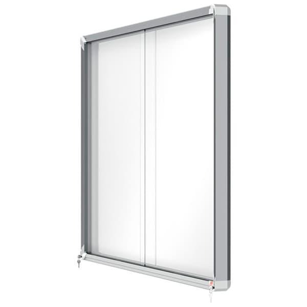 Nobo Premium Plus 18xa4 Interior Magnetisk Hvid Overflade Interior Vitrine Med Skydedør Transparent