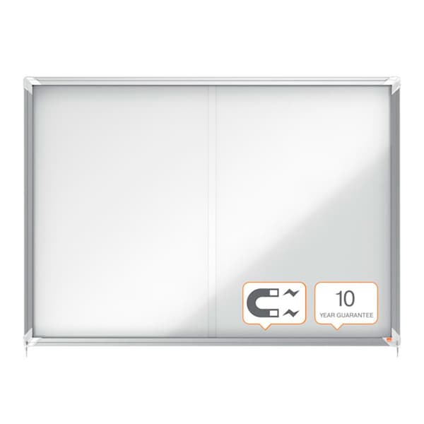 Nobo Premium Plus 18xa4 Interior Magnetisk Hvid Overflade Interior Vitrine Med Skydedør Transparent
