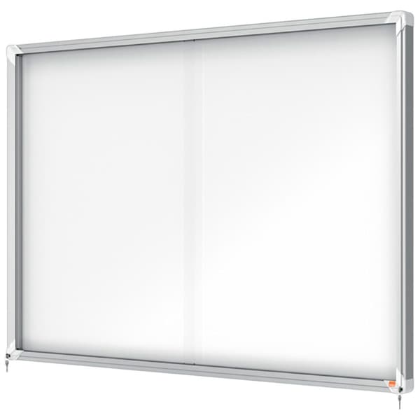 Nobo Premium Plus 18xa4 Interior Magnetisk Hvid Overflade Interior Vitrine Med Skydedør Transparent