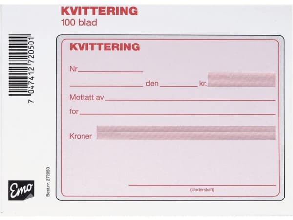 Kvittering Emo A6 Selvkopi. 2X50Set Num (5 stk) (1 stk.)
