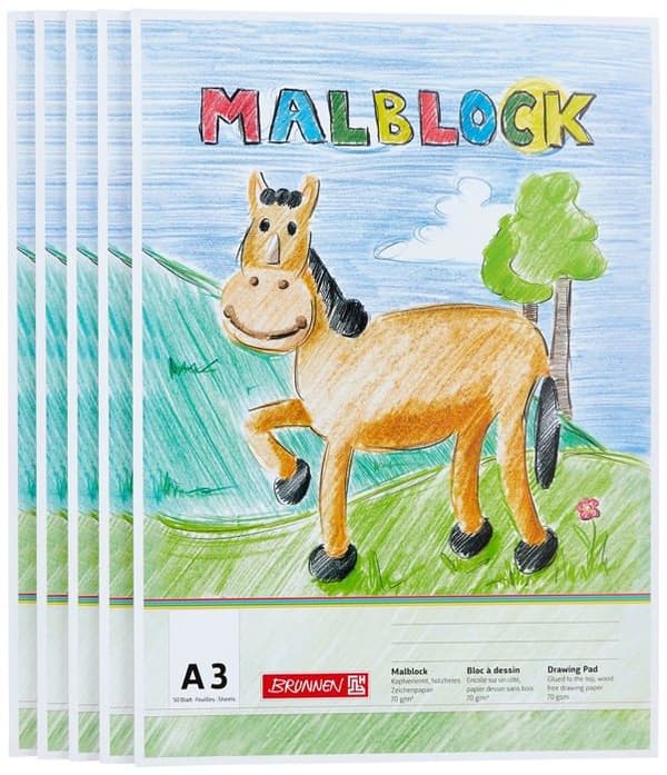 Anteckningsblock - Brunnen bladblock - 1026366626 - Set med 5 A3 färgblock 70 g 50 l